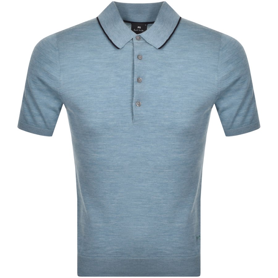 Alternative Image for ProductPS By Paul Smith Knitted Polo T Shirt Blue1
